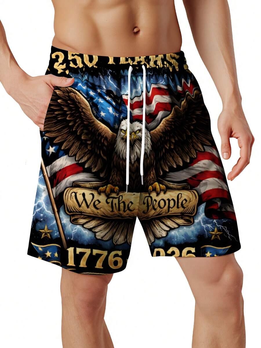 Patriotic Swim Trunks Men Beac - Swim Trunk Quick Dry のレビューと価格