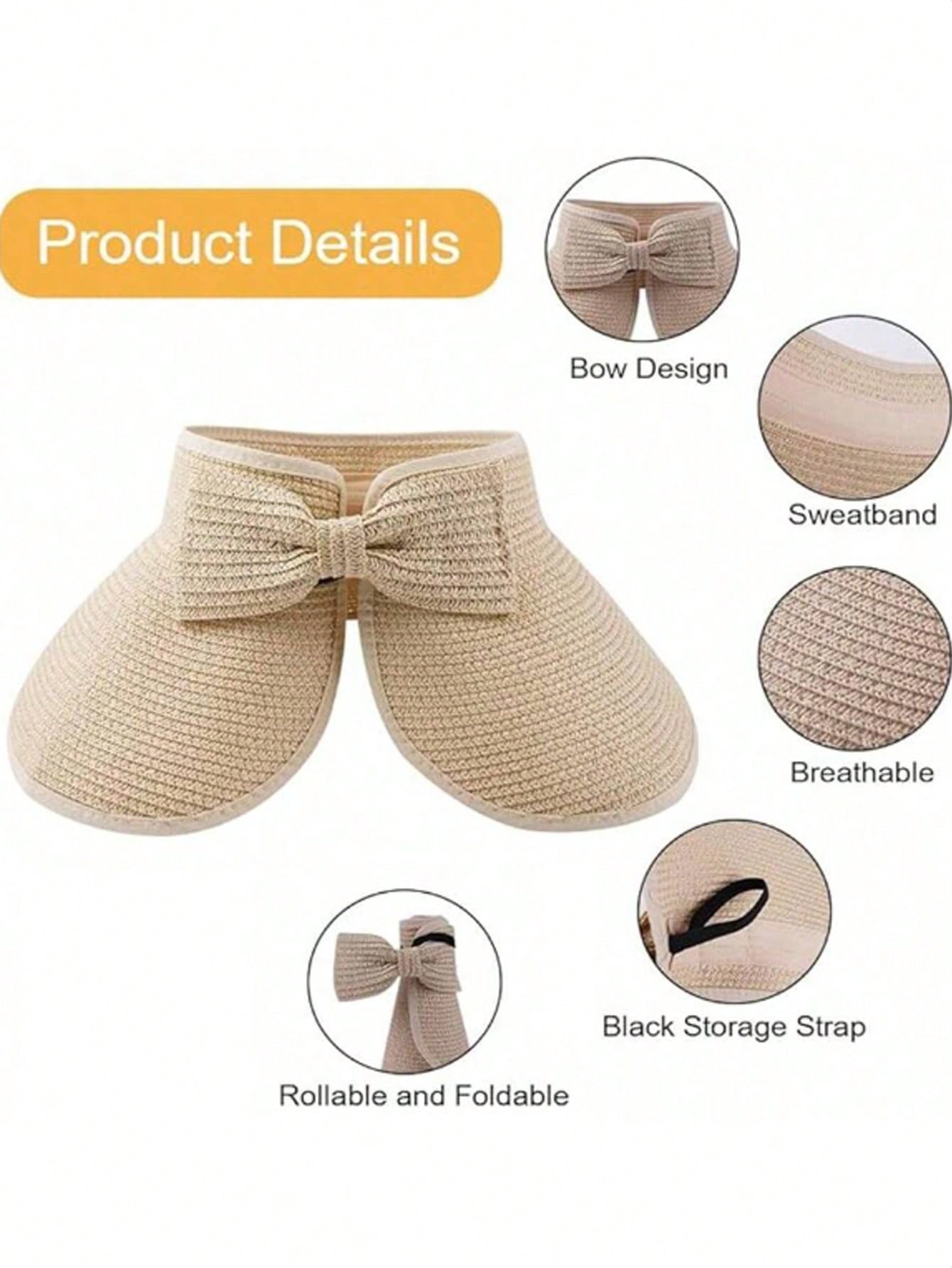Sun Visor Hats For Women Wide  - Packable Hat Nylon のレビューと価格