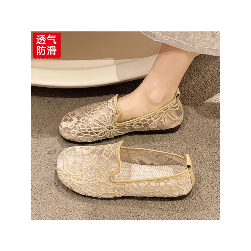 Chic Lace Mesh Hollow Out Espa - Espadrille Slip On のレビューと価格