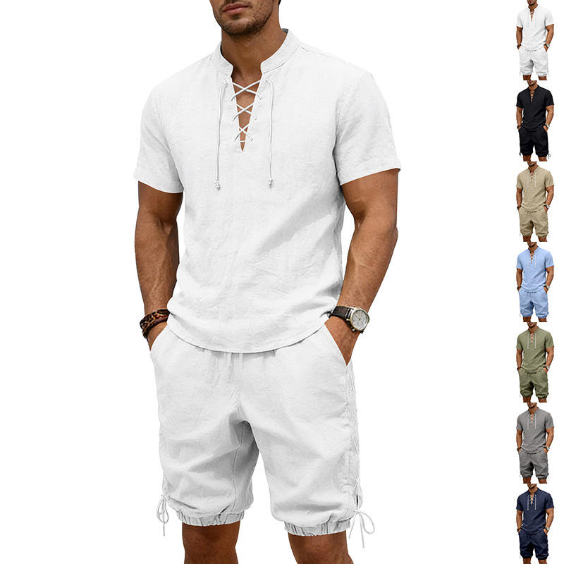 Summer Linen Loose Casual Men' - Short Linen Drawstring のレビューと価格