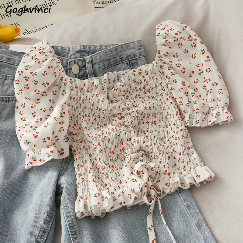 Blouses Shirts Women Floral Dr - Short Linen Drawstring のレビューと価格