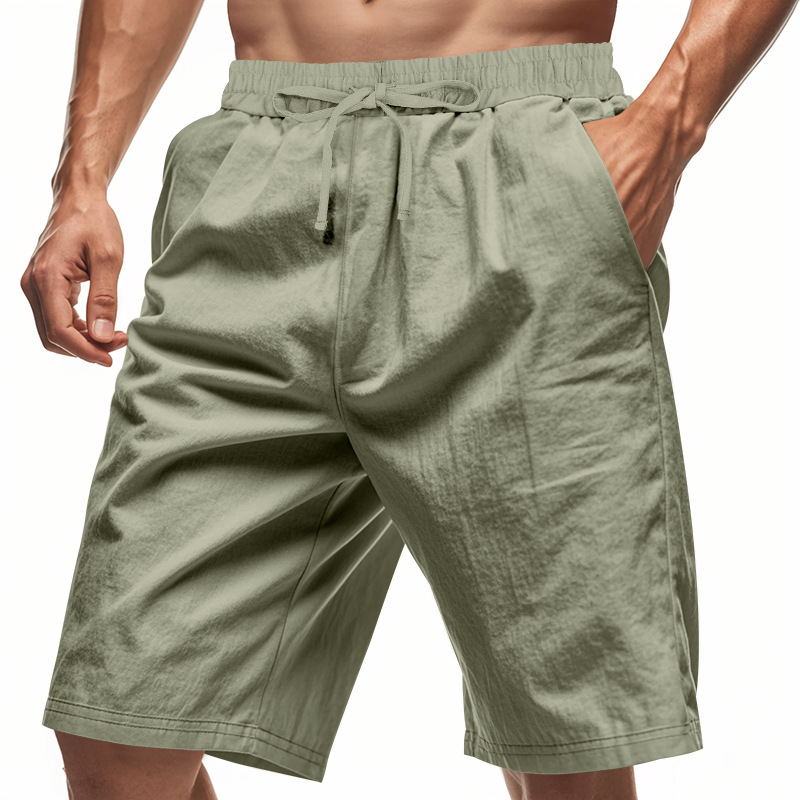 2026 New Men Cotton Linen Beac - Short Linen Drawstring のレビューと価格