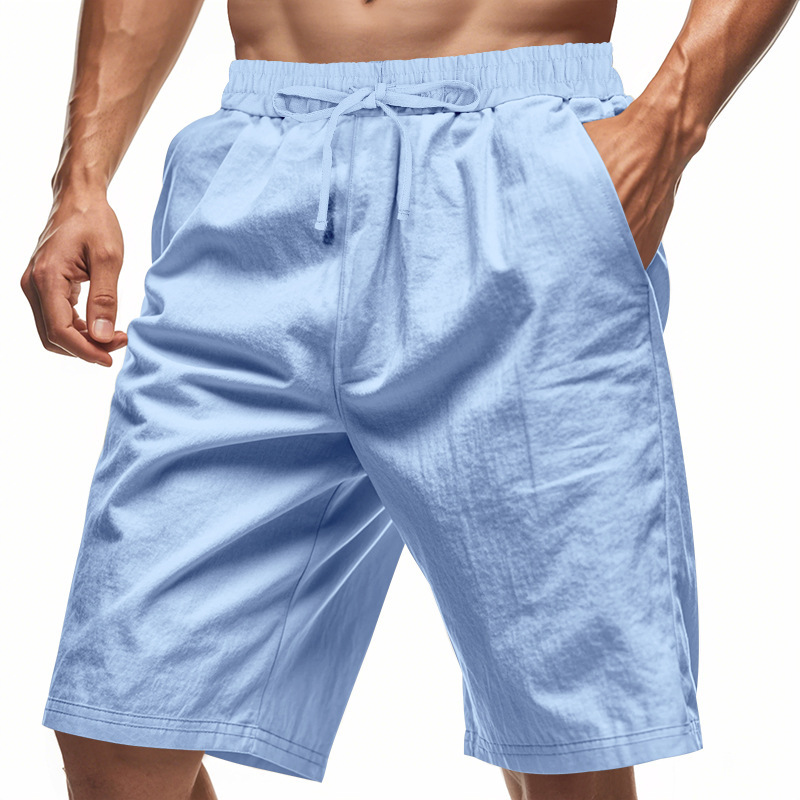2026 New Men Cotton Linen Beac - Short Linen Drawstring のレビューと価格