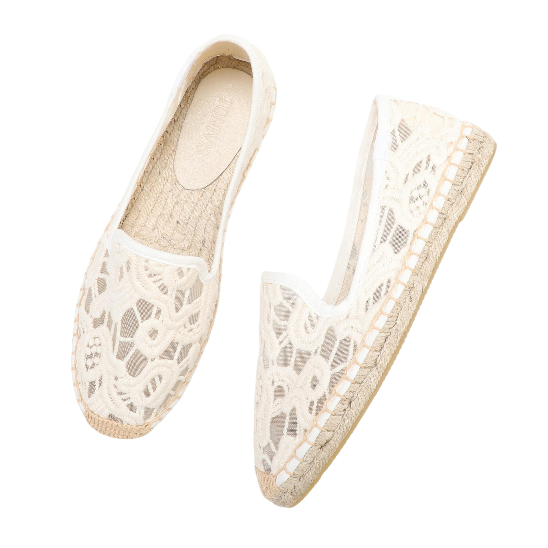 Women Lace Espadrilles Flats S - Espadrille Slip On のレビューと価格