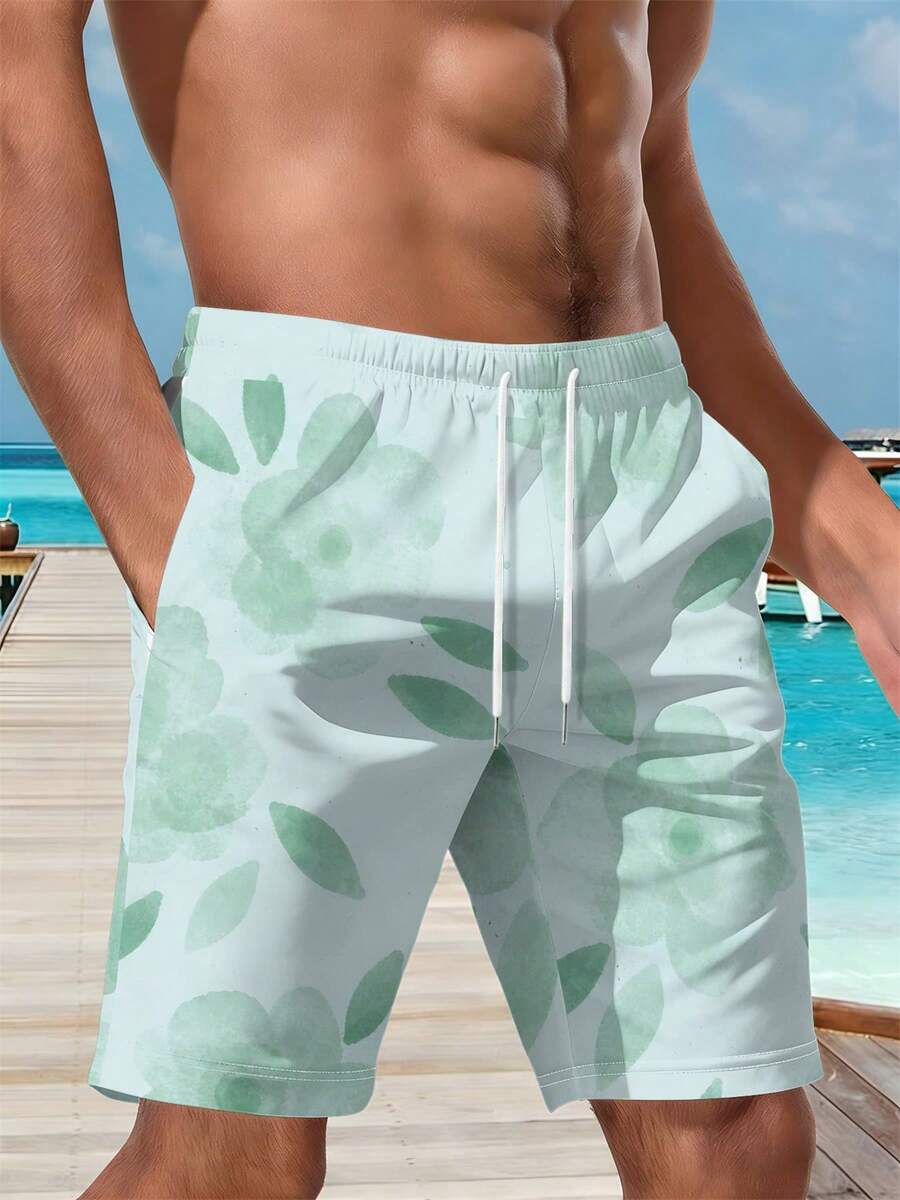 Mens Floral Print Beach Shorts - Swim Trunk Quick Dry のレビューと価格
