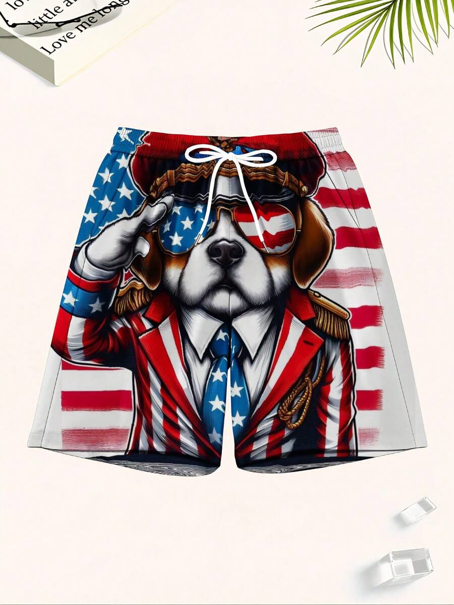 Patriotic Dog American Flag Sw - Swim Trunk Quick Dry のレビューと価格
