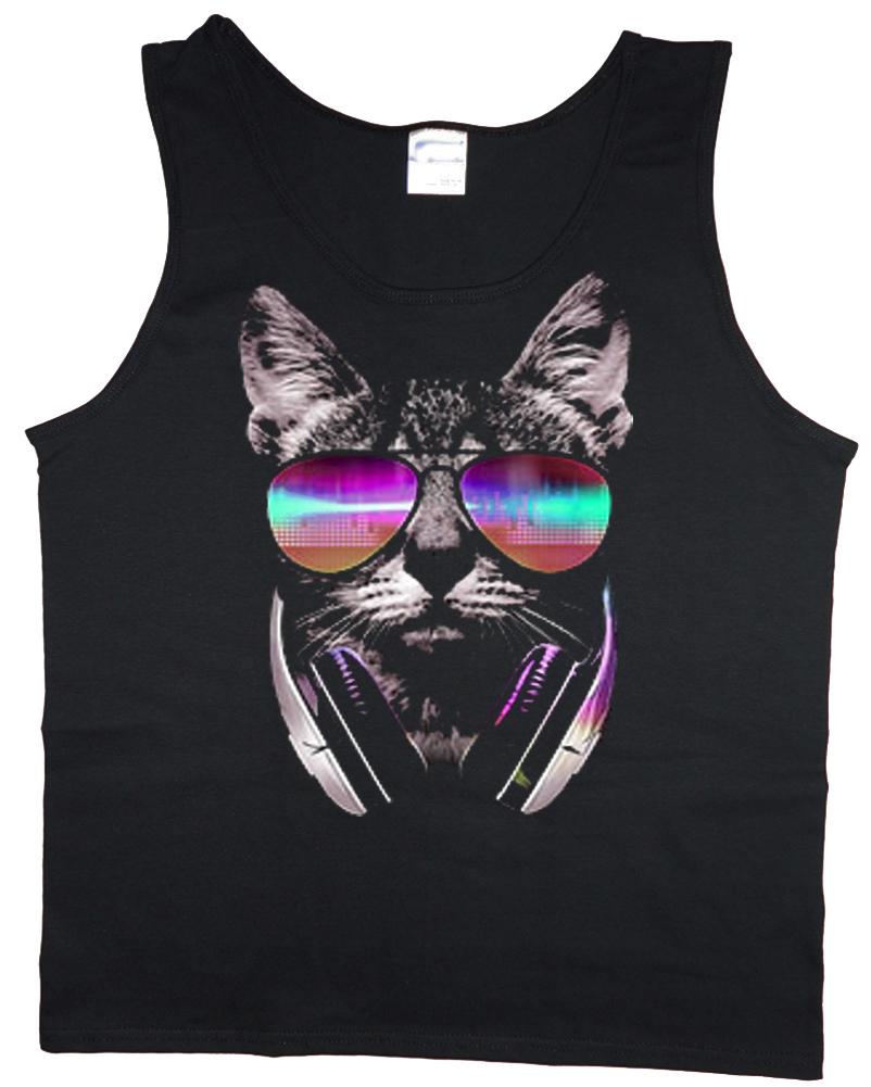 Funny DJ cat design sleeveless - Tank Top Muscle のレビューと価格
