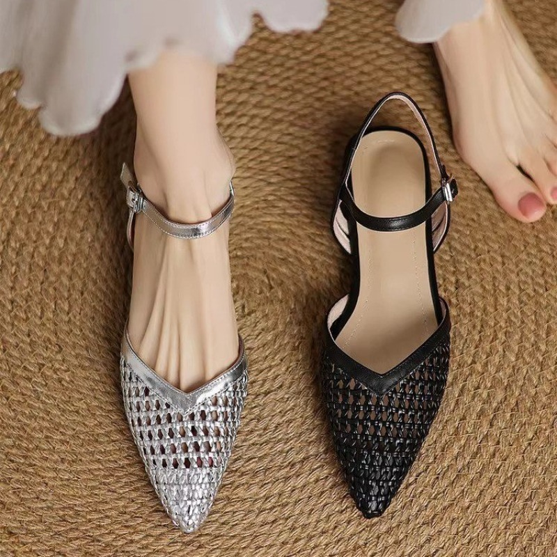 French pointed-toe woven high- - Casual Sandal Leather のレビューと価格