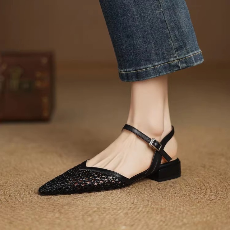 French pointed-toe woven high- - Casual Sandal Leather のレビューと価格