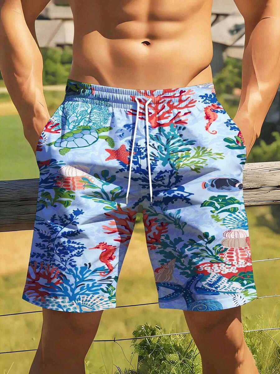 Mens Ocean Life Print Swim Tru - Swim Trunk Quick Dry のレビューと価格