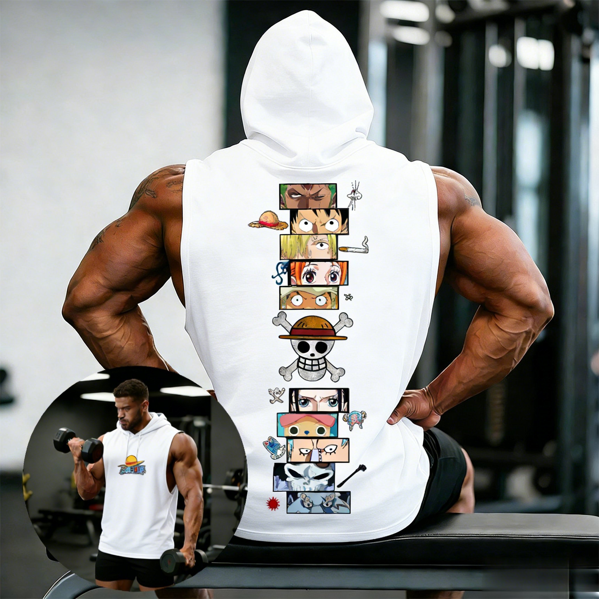 One Piece Anime Hoodie Sleevel - Tank Top Muscle のレビューと価格