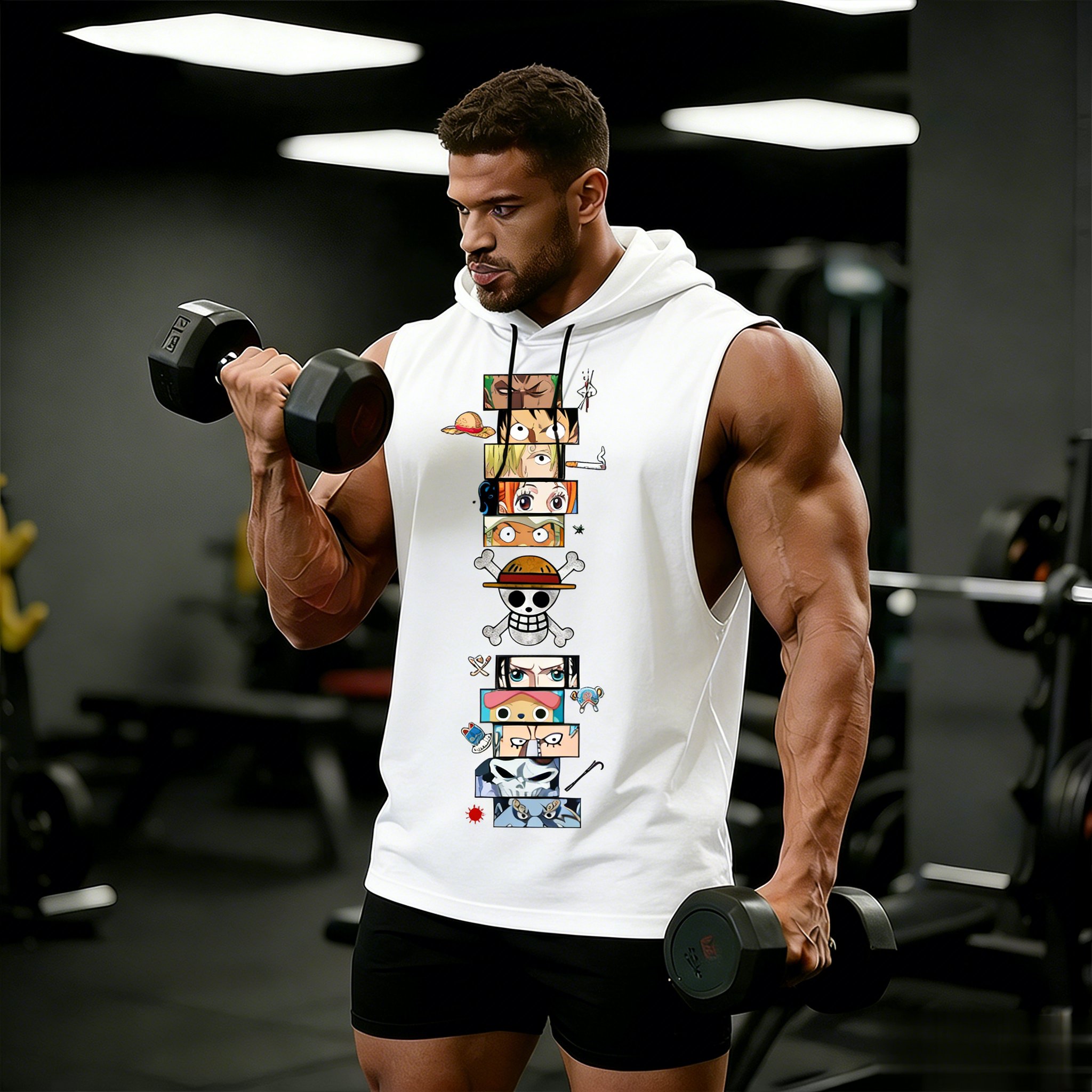 One Piece Anime Hoodie Sleevel - Tank Top Muscle のレビューと価格