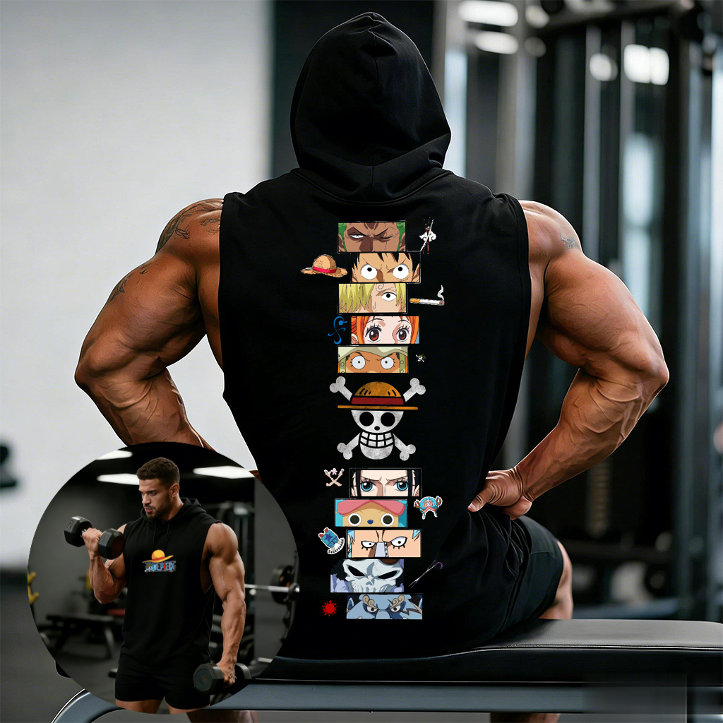 One Piece Anime Hoodie Sleevel - Tank Top Muscle のレビューと価格