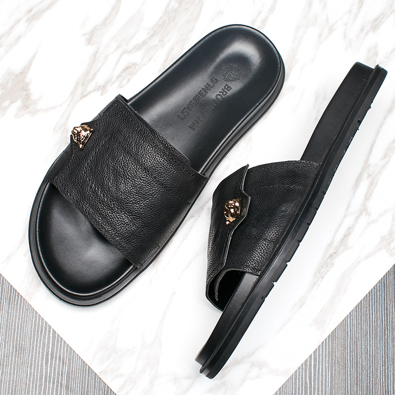 2025 New Genuine Leather Slipp - Flip Flop Leather Men のレビューと価格