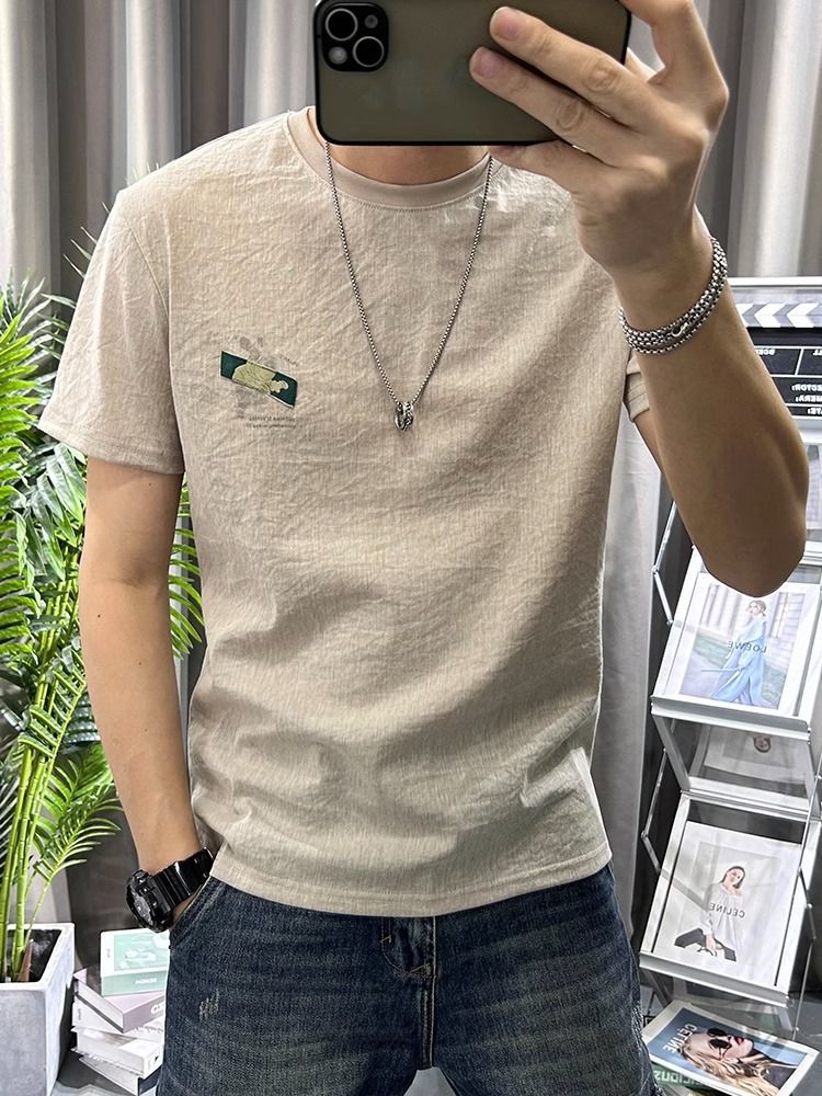 Male Tees Shirts White Linen T - Short Linen Drawstring のレビューと価格