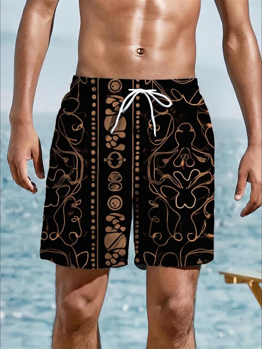 Mens Abstract Geometric Print  - Swim Trunk Quick Dry のレビューと価格