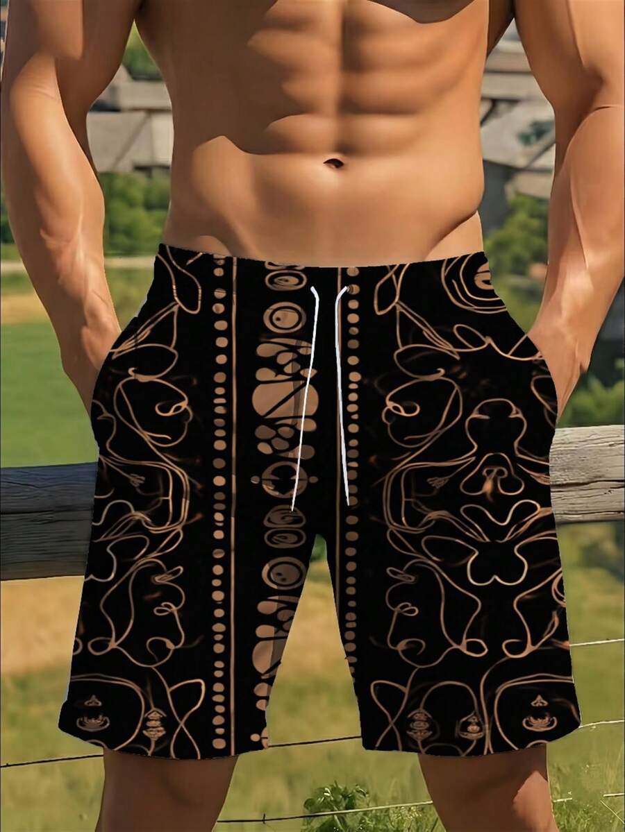 Mens Abstract Geometric Print  - Swim Trunk Quick Dry のレビューと価格