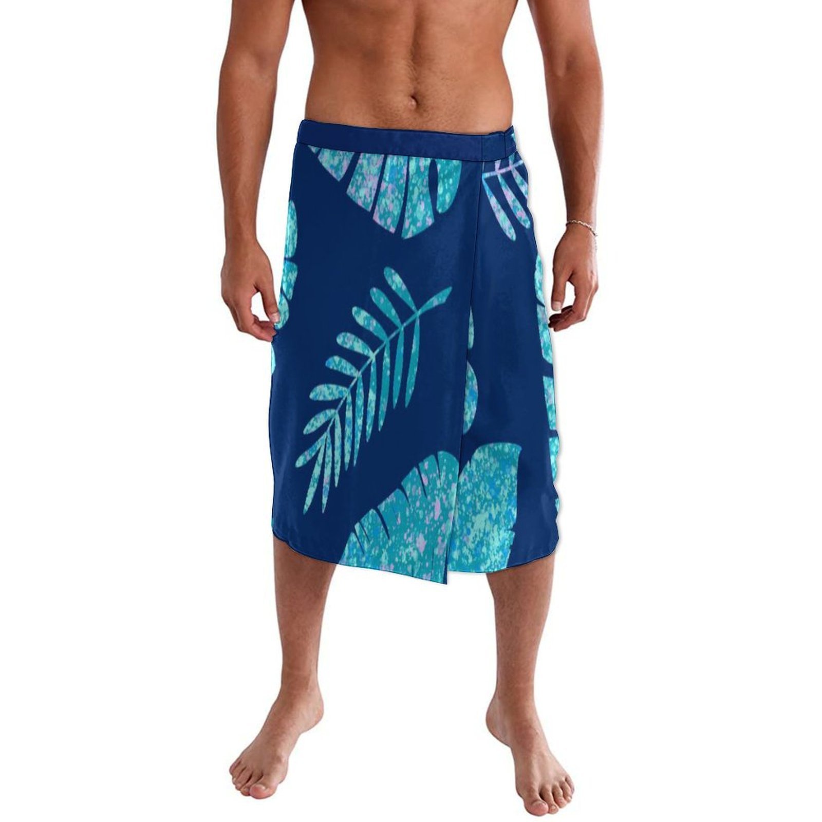 Blue Floral Polynesian Beach W - Sarong Men Wrap のレビューと価格