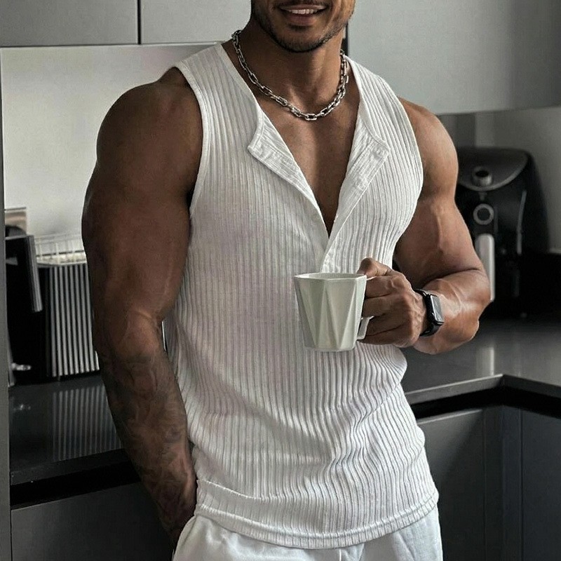 Sporty Tank Top Solid Color Cr - Tank Top Muscle のレビューと価格