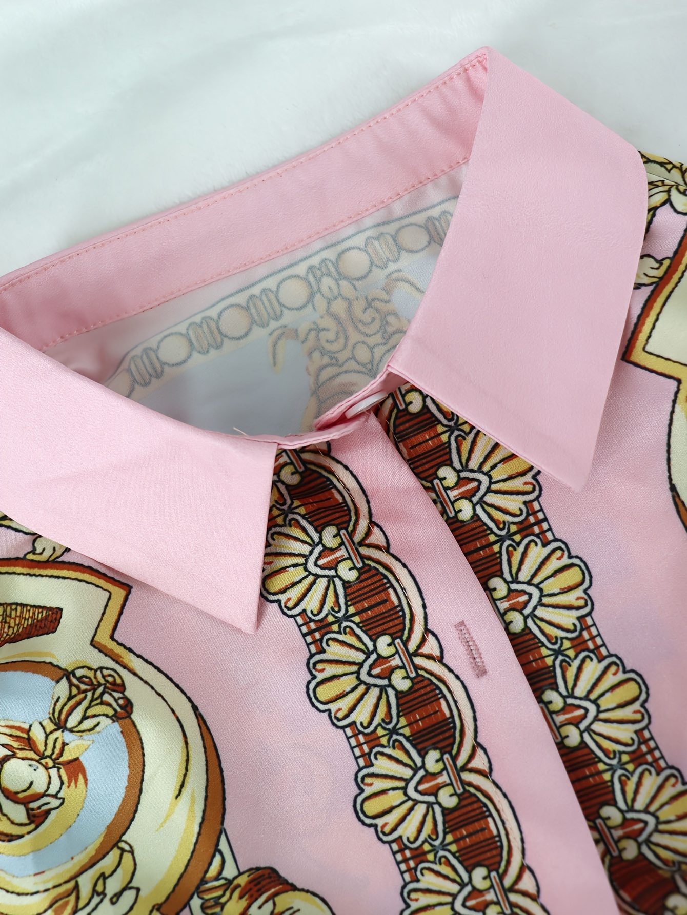 Women 2 Piece Set Ornate Print - Shirt Camp Collar のレビューと価格