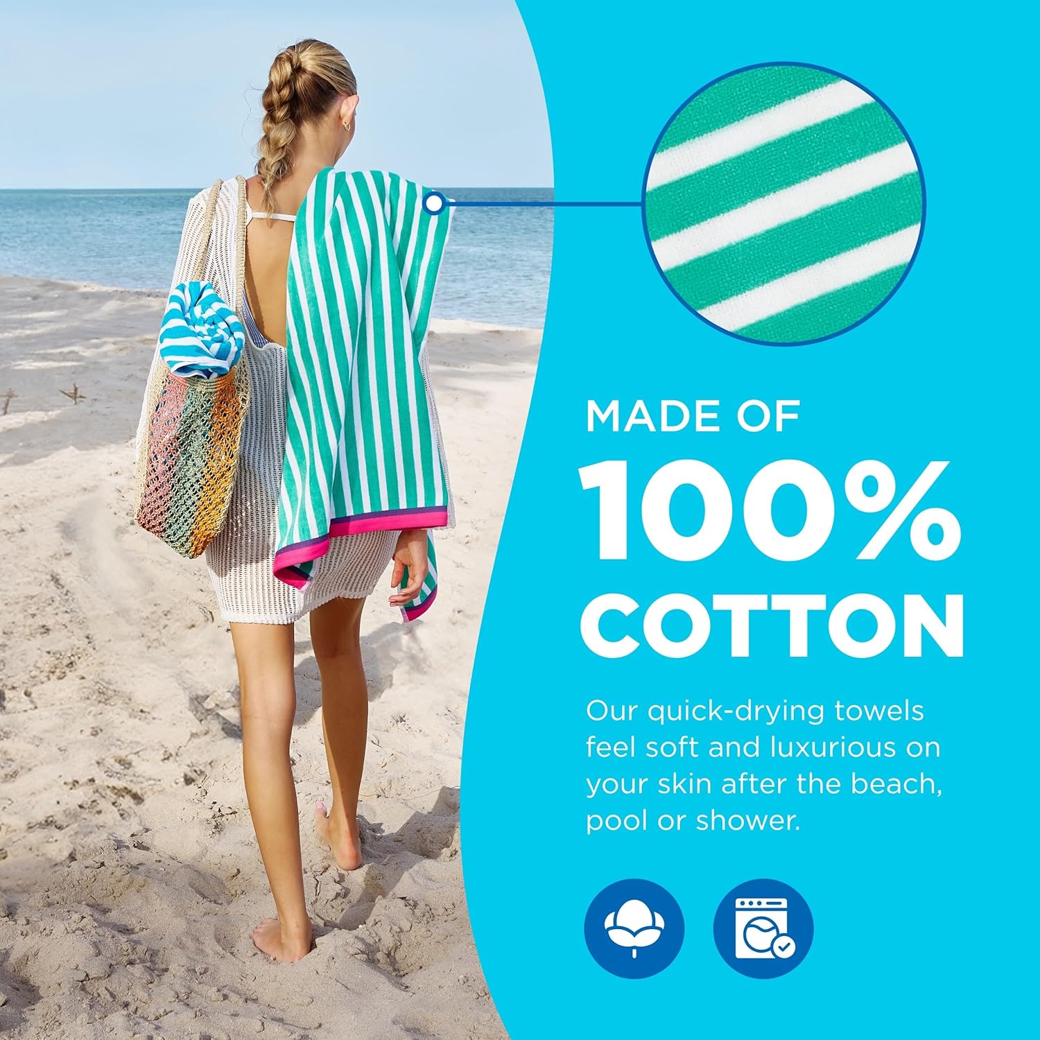 Colorful Racing Striped Beach  - Beach Towel Large のレビューと価格