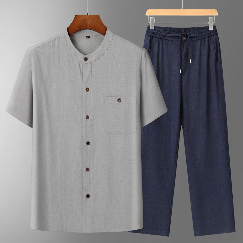 Men's Cotton Linen Tang Suit S - Short Linen Drawstring のレビューと価格