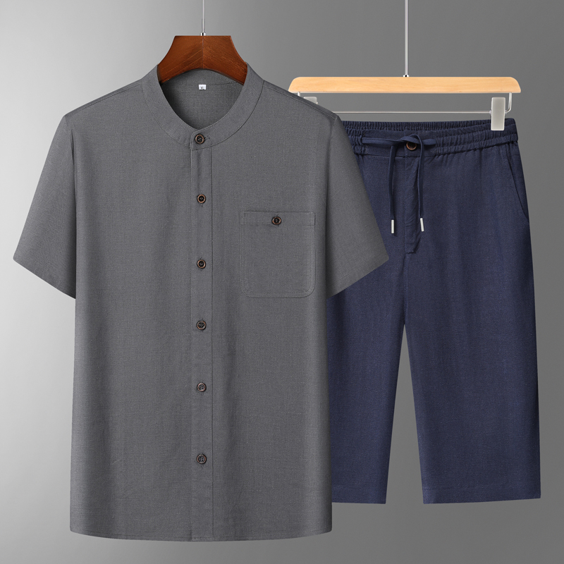 Men's Cotton Linen Tang Suit S - Short Linen Drawstring のレビューと価格
