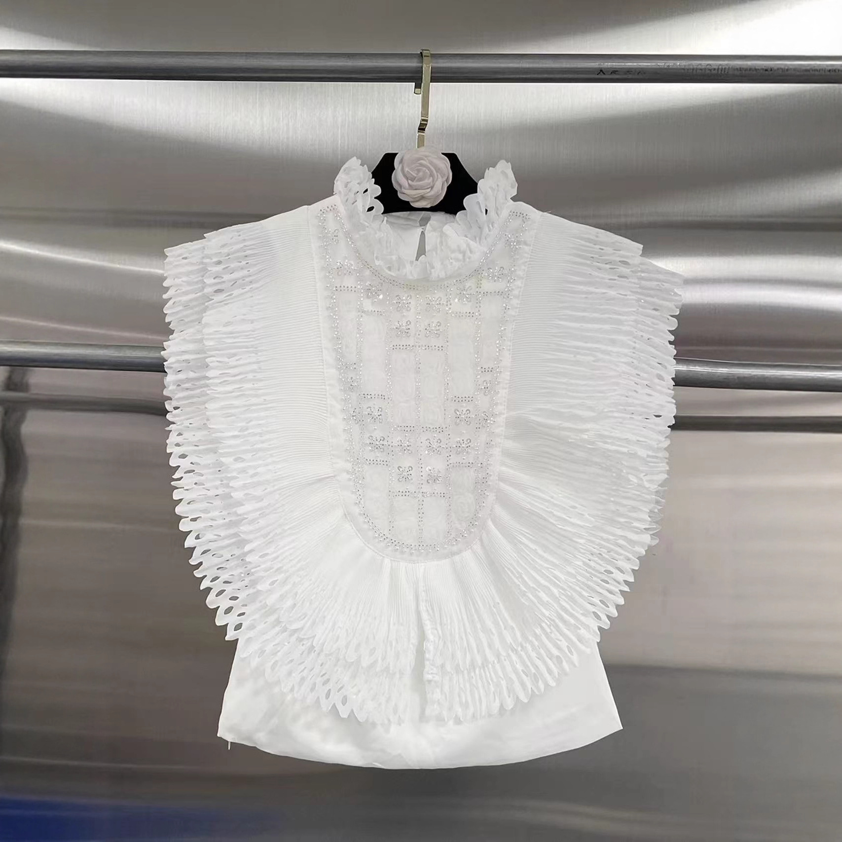 Top Blouse Women Sleeveless Ru - Shirt Camp Collar のレビューと価格