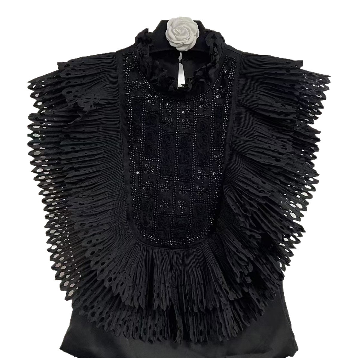 Top Blouse Women Sleeveless Ru - Shirt Camp Collar のレビューと価格
