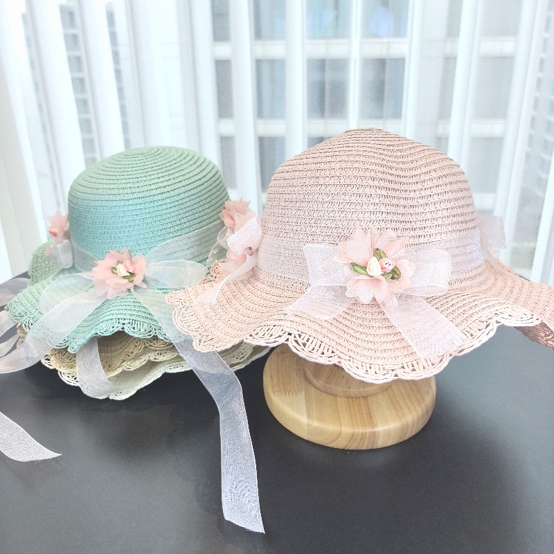 Girls 2pcs Straw Hat Solid Col - Bucket Hat Straw のレビューと価格